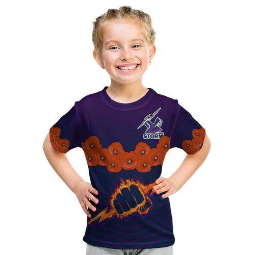 custom-text-and-number-anzac-2023-melbourne-storm-rugby-kid-t-shirt-poppy-flowers-sporty-style