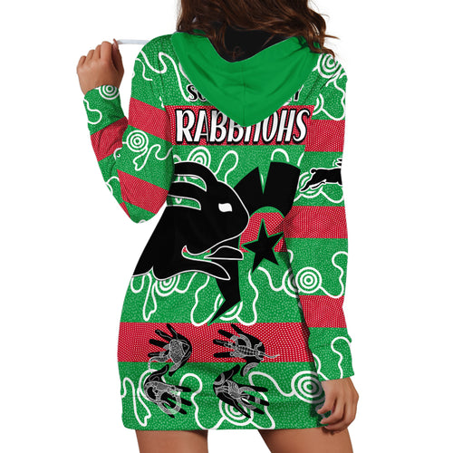 naidoc-rabbitohs-rugby-hoodie-dress-go-the-bunnies-aboriginal-dots