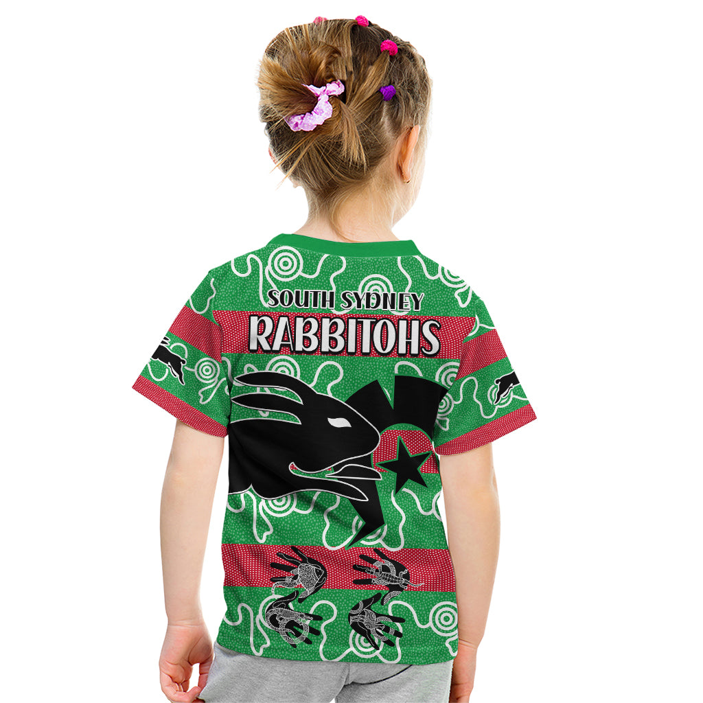 naidoc-rabbitohs-rugby-kid-t-shirt-go-the-bunnies-aboriginal-dots