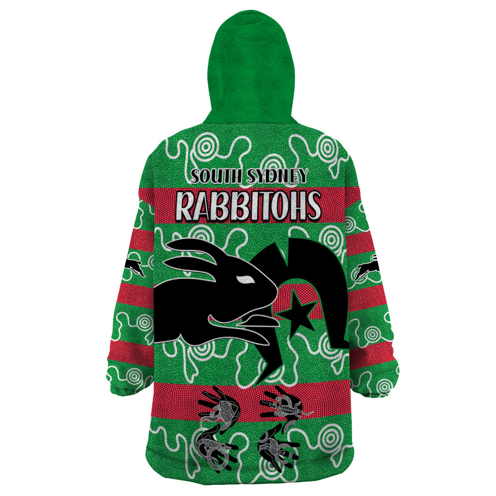 naidoc-rabbitohs-rugby-wearable-blanket-hoodie-go-the-bunnies-aboriginal-dots