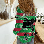 NAIDOC Rabbitohs Rugby Women Casual Shirt Go The Bunnies Aboriginal Dots LT9