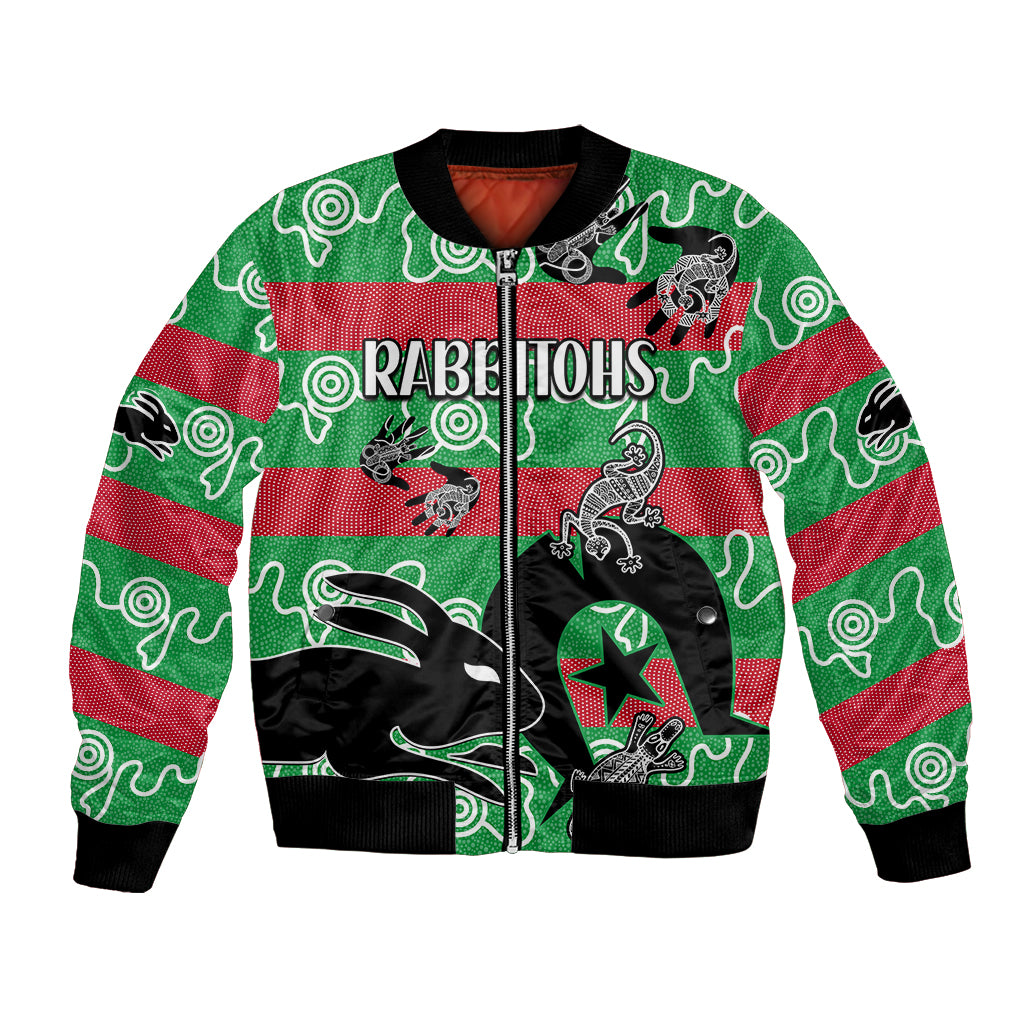 custom-text-and-number-naidoc-rabbitohs-rugby-bomber-jacket-go-the-bunnies-aboriginal-dots