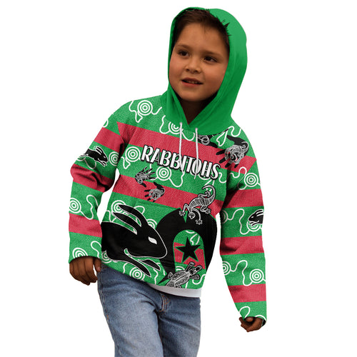 custom-text-and-number-naidoc-rabbitohs-rugby-kid-hoodie-go-the-bunnies-aboriginal-dots