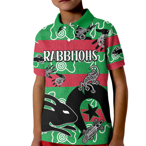 custom-text-and-number-naidoc-rabbitohs-rugby-kid-polo-shirt-go-the-bunnies-aboriginal-dots
