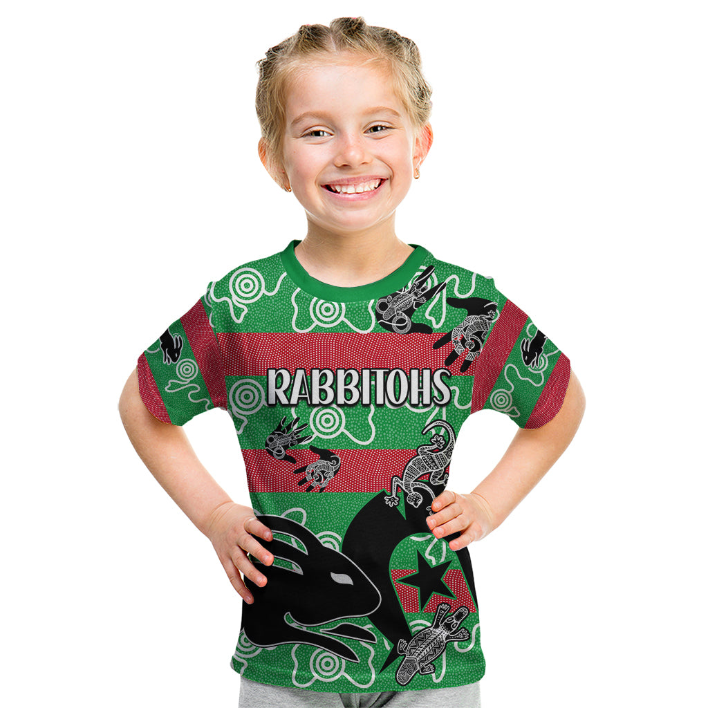 custom-text-and-number-naidoc-rabbitohs-rugby-kid-t-shirt-go-the-bunnies-aboriginal-dots