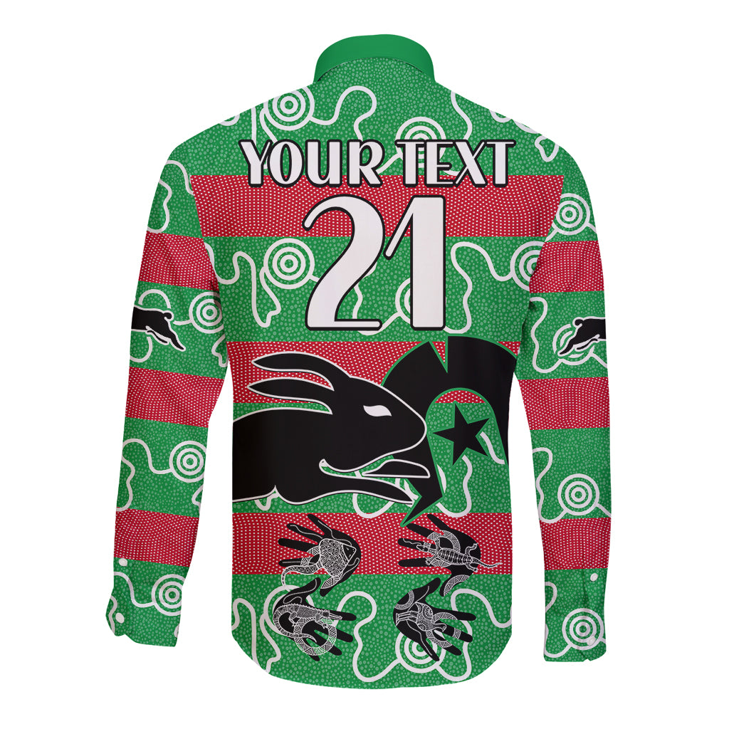 custom-text-and-number-naidoc-rabbitohs-rugby-long-sleeve-button-shirt-go-the-bunnies-aboriginal-dots