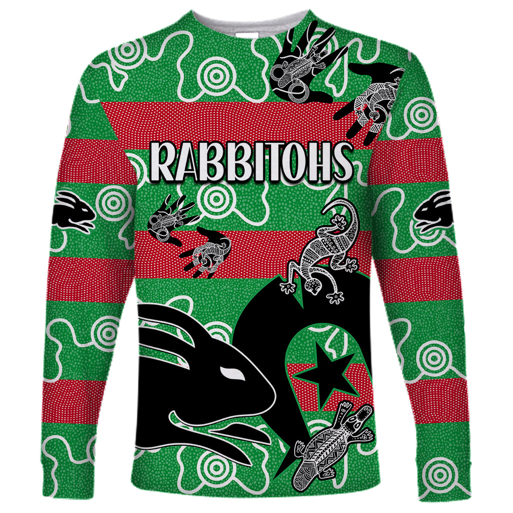 custom-text-and-number-naidoc-rabbitohs-rugby-long-sleeve-shirt-go-the-bunnies-aboriginal-dots