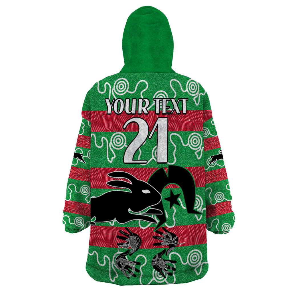 custom-text-and-number-naidoc-rabbitohs-rugby-wearable-blanket-hoodie-go-the-bunnies-aboriginal-dots