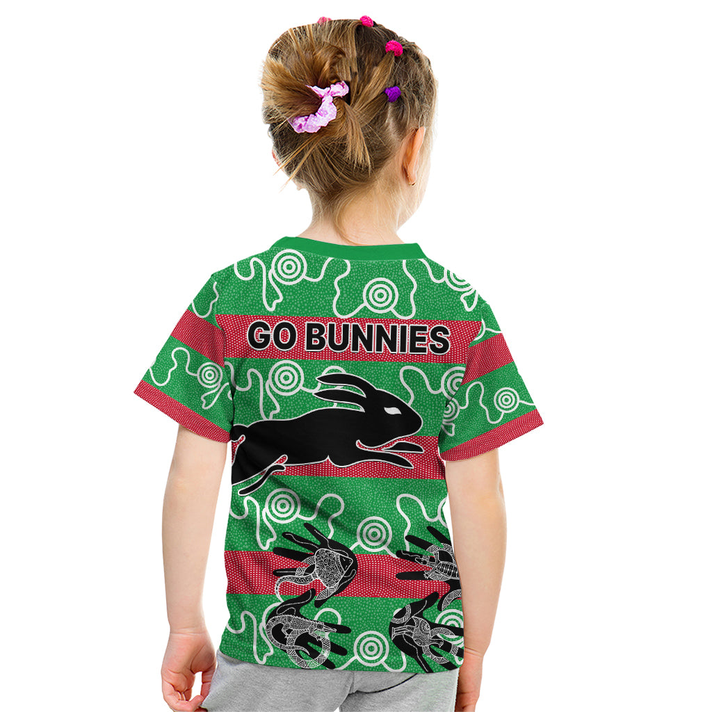 rabbitohs-rugby-premiers-kid-t-shirt-go-the-bunnies-aboriginal-dots