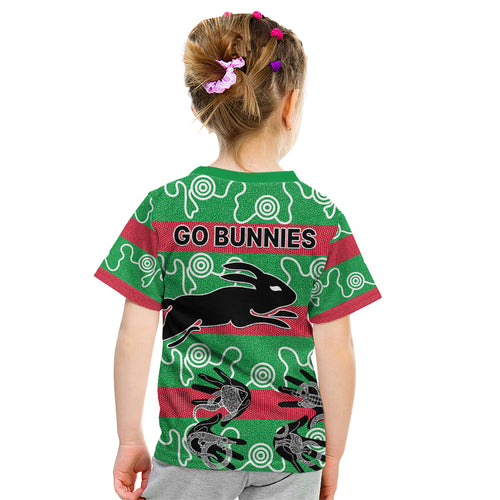 rabbitohs-rugby-premiers-kid-t-shirt-go-the-bunnies-aboriginal-dots