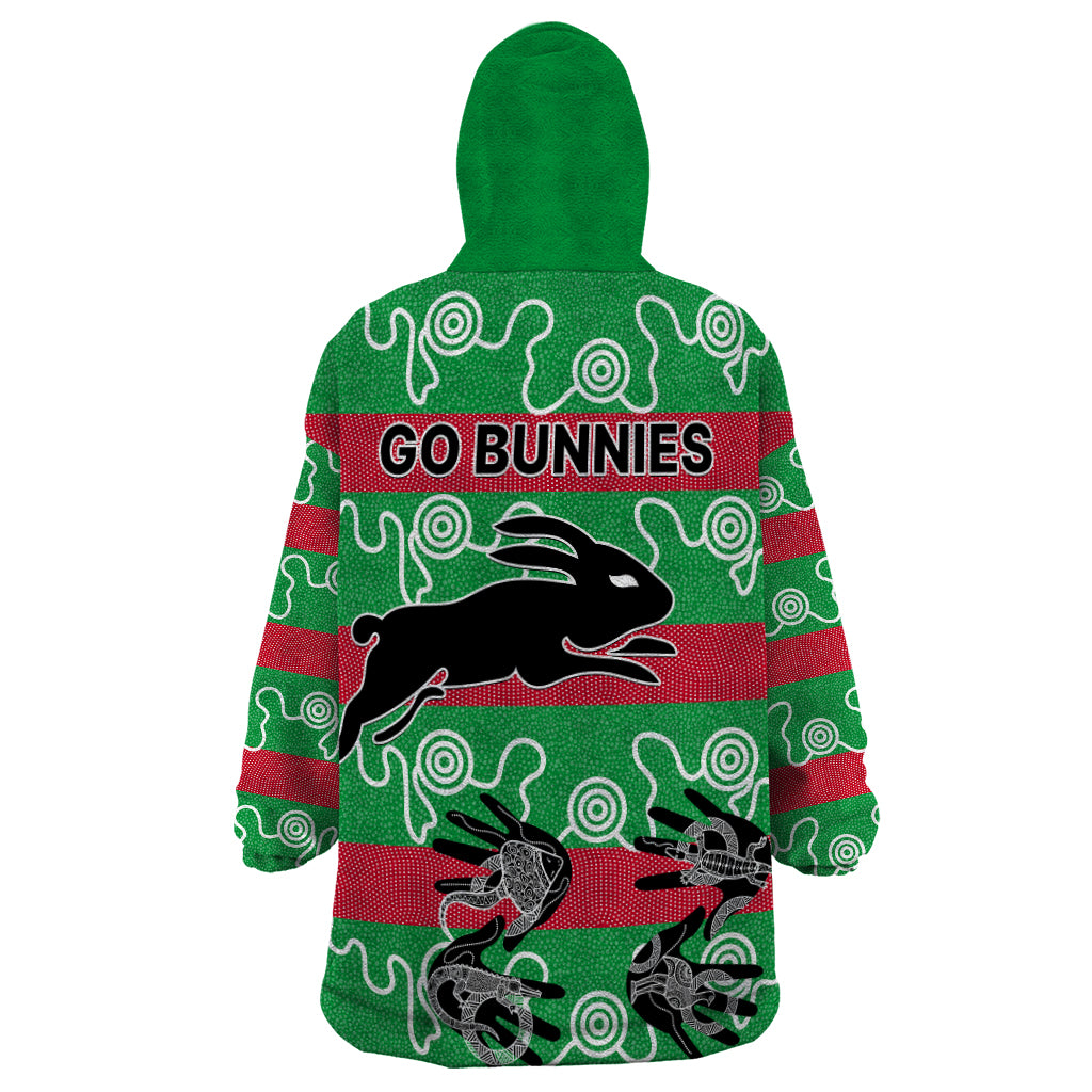 rabbitohs-rugby-premiers-wearable-blanket-hoodie-go-the-bunnies-aboriginal-dots