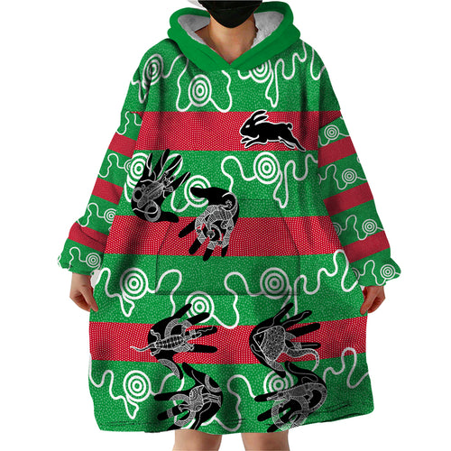 rabbitohs-rugby-premiers-wearable-blanket-hoodie-go-the-bunnies-aboriginal-dots