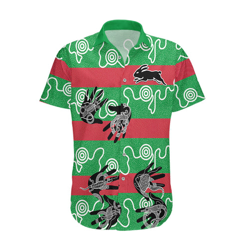 custom-text-and-number-rabbitohs-rugby-premiers-hawaiian-shirt-go-the-bunnies-aboriginal-dots