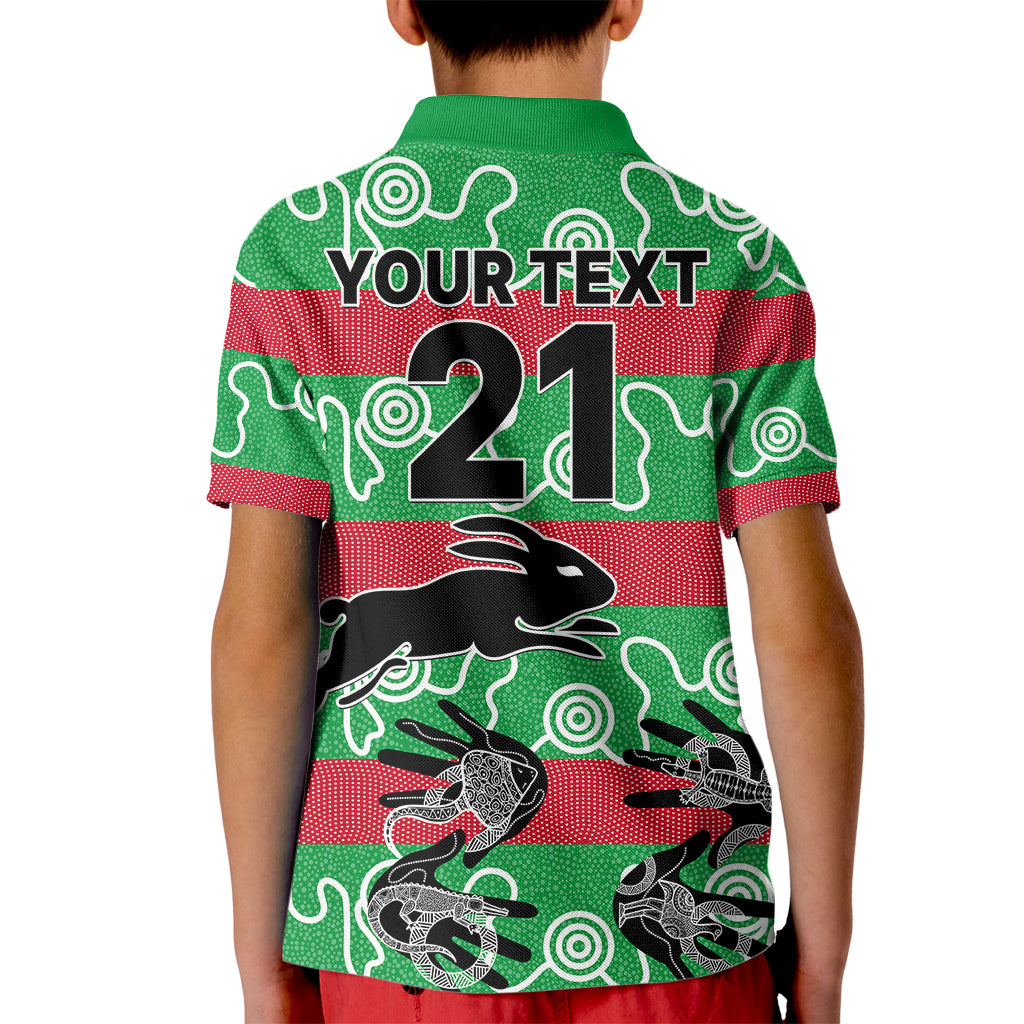 custom-text-and-number-rabbitohs-rugby-premiers-kid-polo-shirt-go-the-bunnies-aboriginal-dots