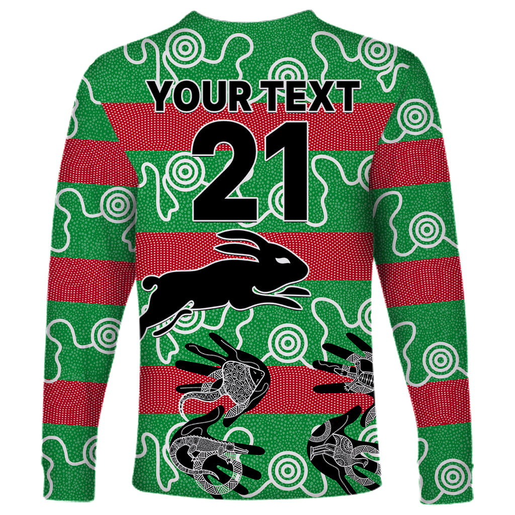 custom-text-and-number-rabbitohs-rugby-premiers-long-sleeve-shirt-go-the-bunnies-aboriginal-dots