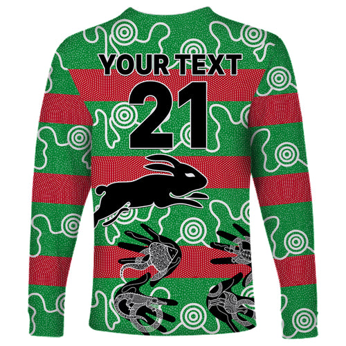 custom-text-and-number-rabbitohs-rugby-premiers-long-sleeve-shirt-go-the-bunnies-aboriginal-dots