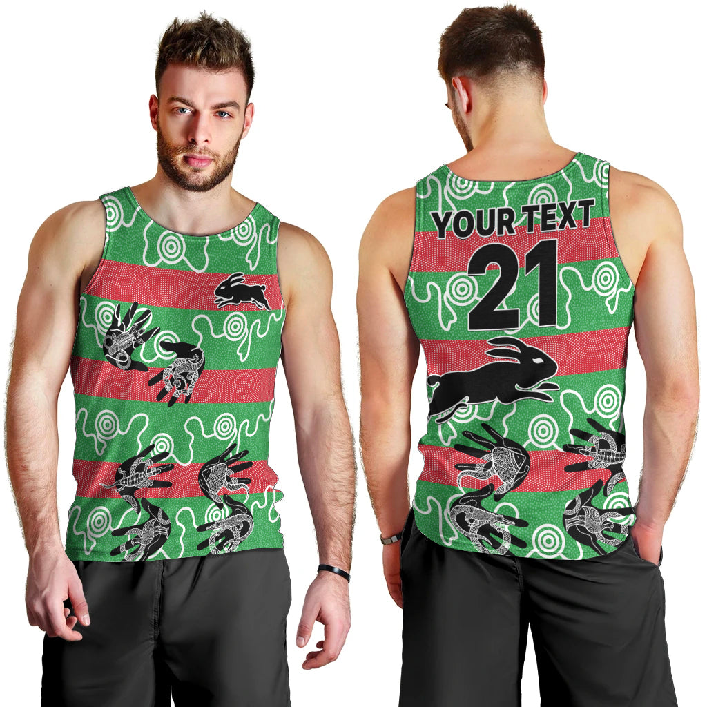 custom-text-and-number-rabbitohs-rugby-premiers-men-tank-top-go-the-bunnies-aboriginal-dots