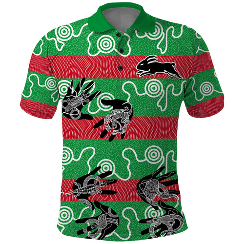 custom-text-and-number-rabbitohs-rugby-premiers-polo-shirt-go-the-bunnies-aboriginal-dots