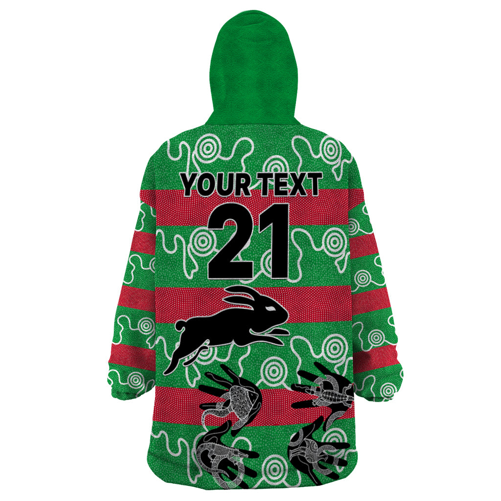 custom-text-and-number-rabbitohs-rugby-premiers-wearable-blanket-hoodie-go-the-bunnies-aboriginal-dots