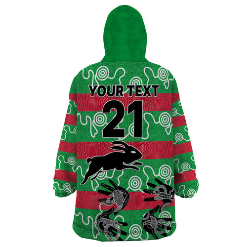 custom-text-and-number-rabbitohs-rugby-premiers-wearable-blanket-hoodie-go-the-bunnies-aboriginal-dots
