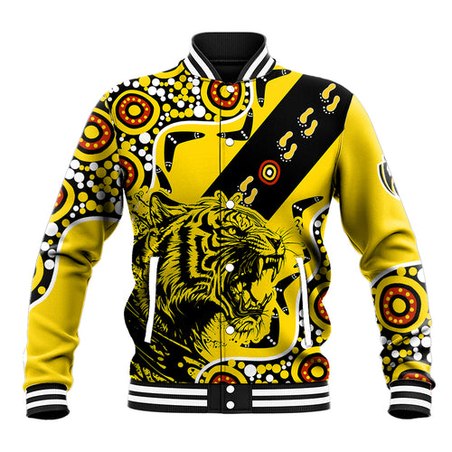 richmond-tigers-football-baseball-jacket-angry-tiger-roaring-aboriginal-boomerang-and-dots-art