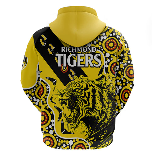 richmond-tigers-football-hoodie-angry-tiger-roaring-aboriginal-boomerang-and-dots-art