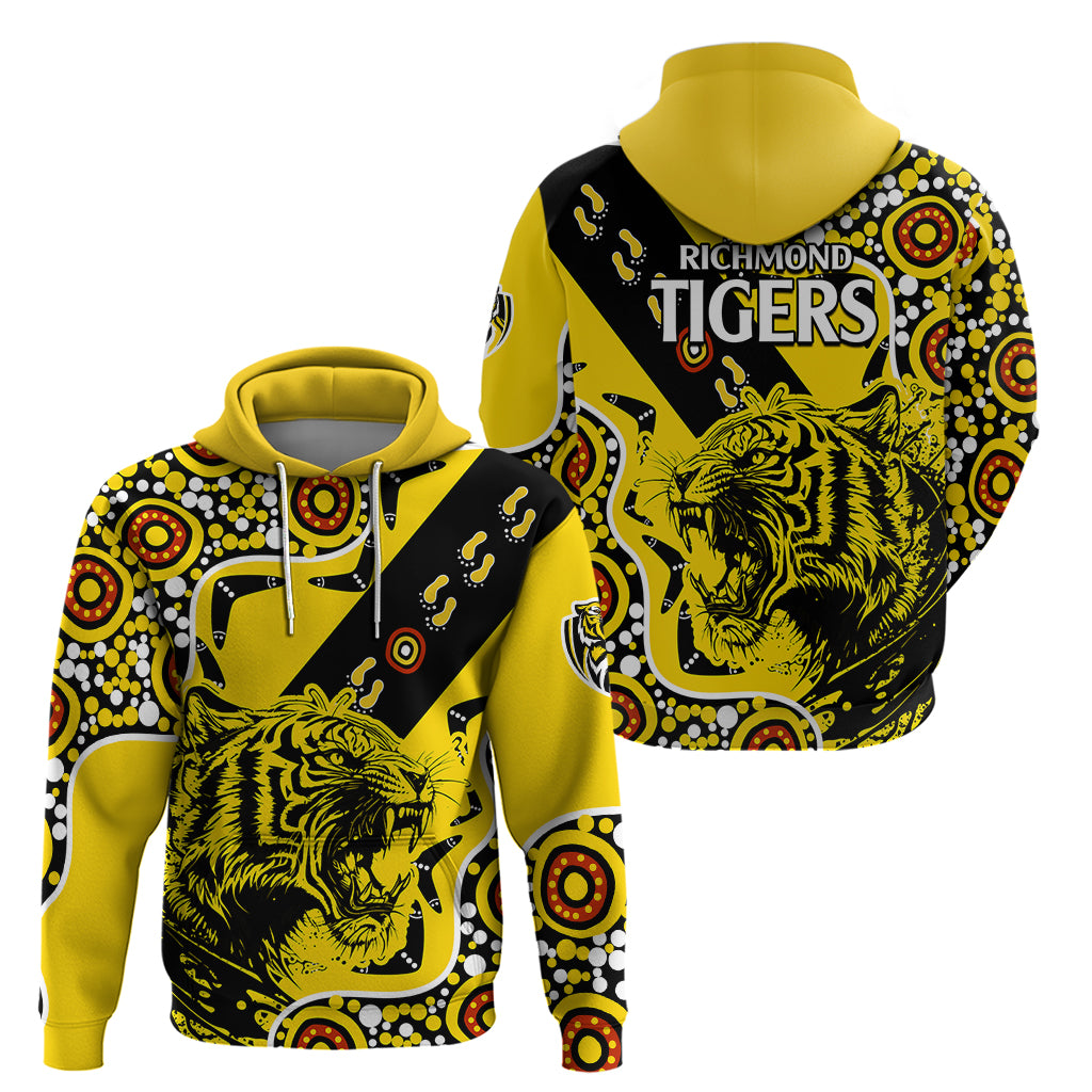 richmond-tigers-football-hoodie-angry-tiger-roaring-aboriginal-boomerang-and-dots-art