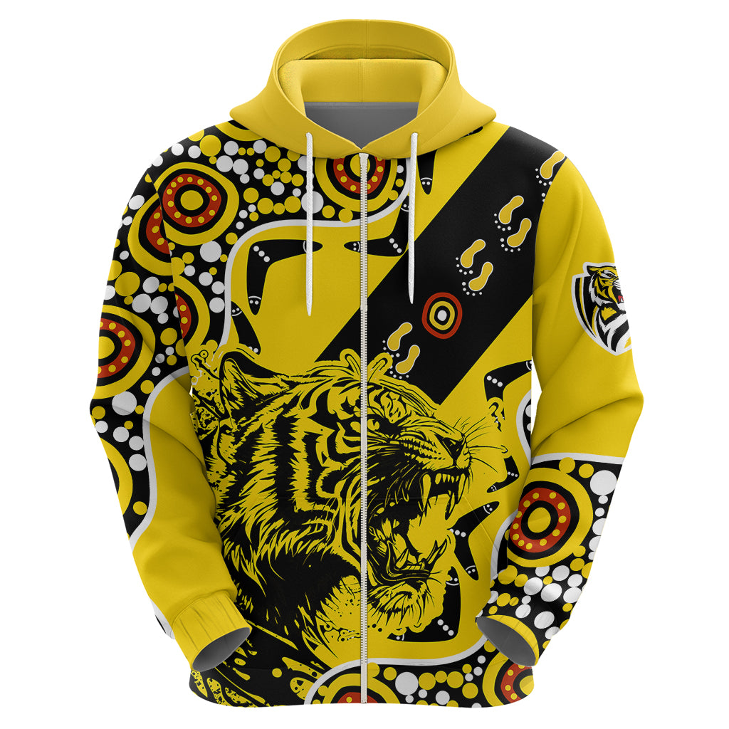 richmond-tigers-football-hoodie-angry-tiger-roaring-aboriginal-boomerang-and-dots-art