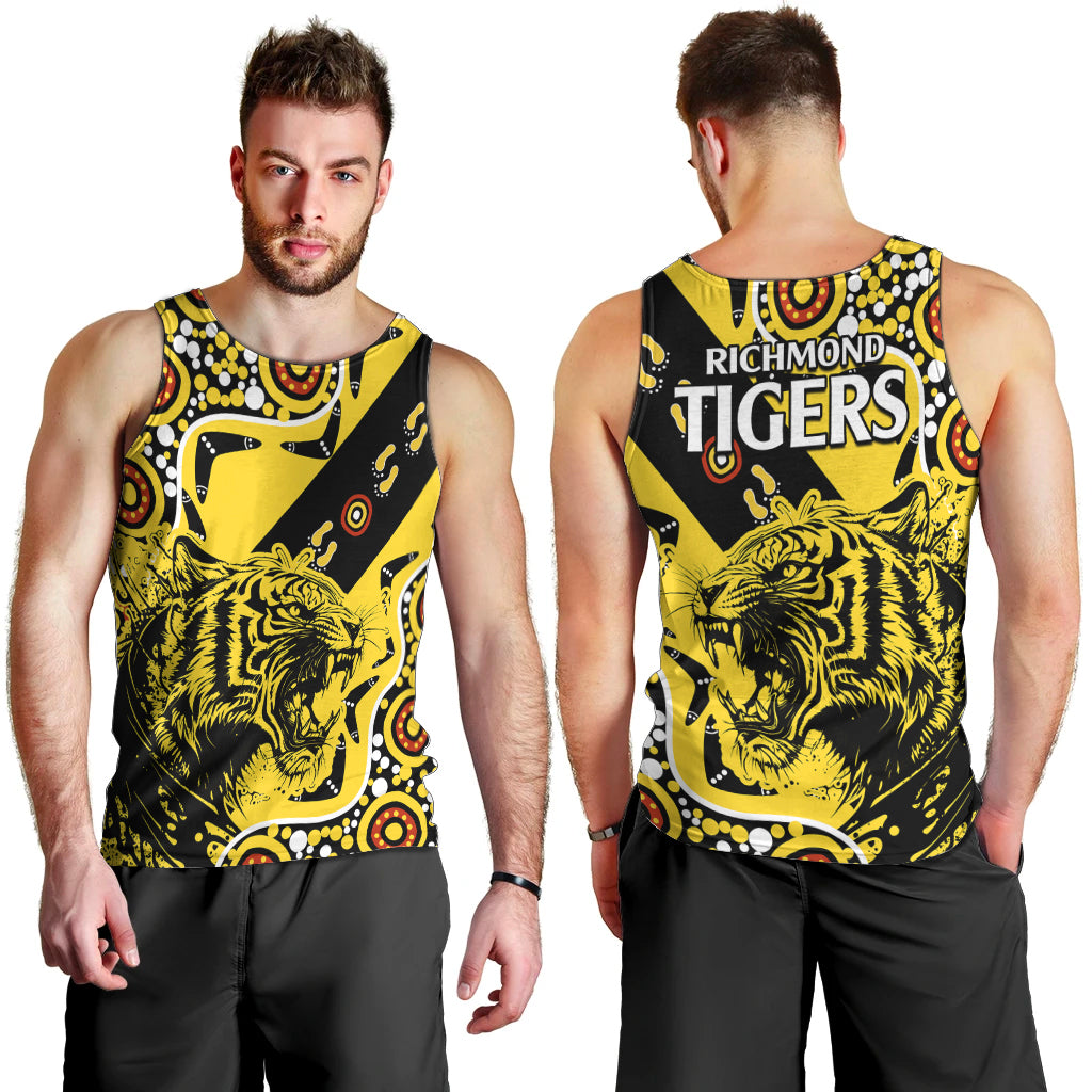 richmond-tigers-football-men-tank-top-angry-tiger-roaring-aboriginal-boomerang-and-dots-art