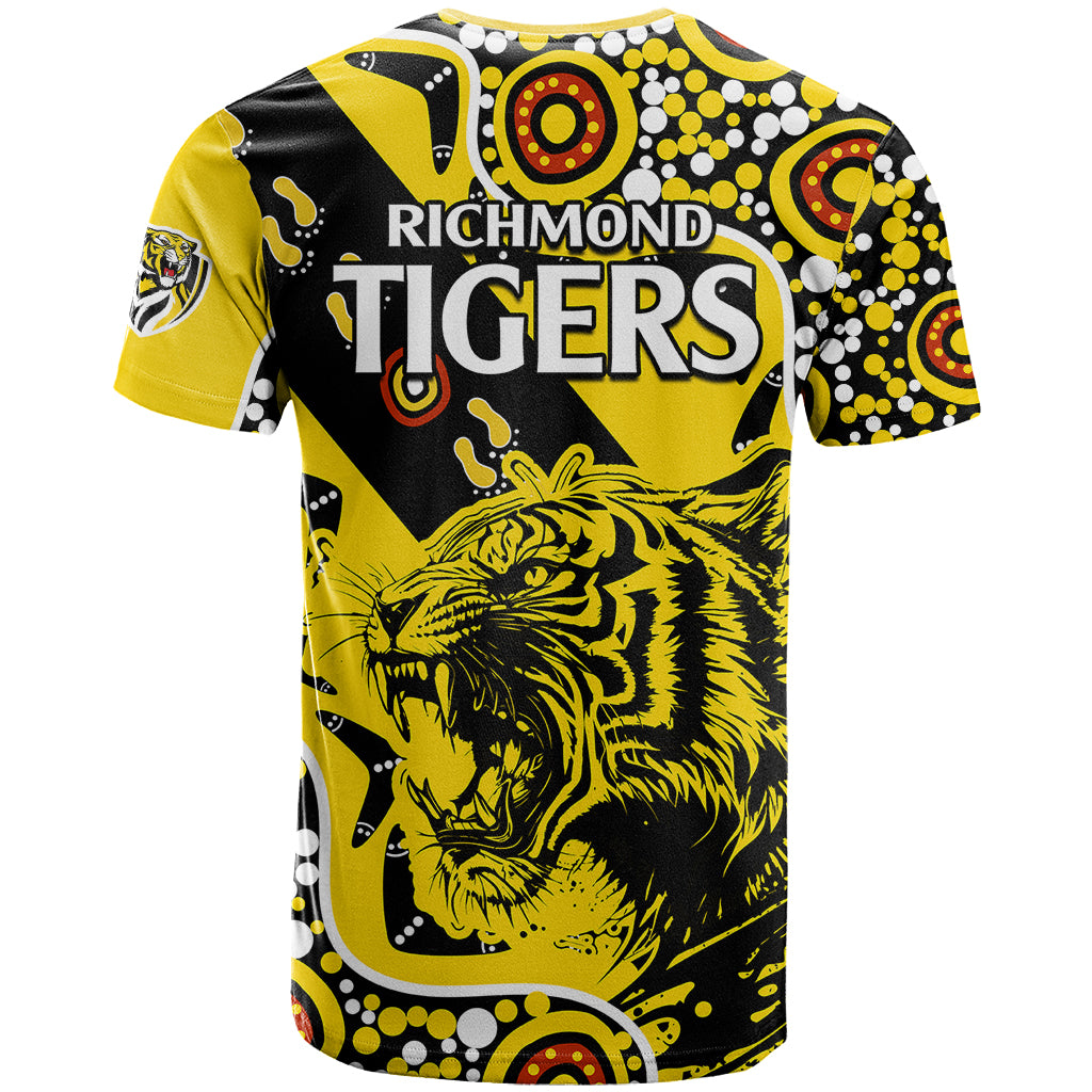 richmond-tigers-football-t-shirt-angry-tiger-roaring-aboriginal-boomerang-and-dots-art