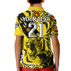 custom-text-and-number-richmond-tigers-football-kid-polo-shirt-angry-tiger-roaring-aboriginal-boomerang-and-dots-art