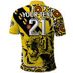 custom-text-and-number-richmond-tigers-football-polo-shirt-angry-tiger-roaring-aboriginal-boomerang-and-dots-art