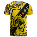 custom-text-and-number-richmond-tigers-football-t-shirt-angry-tiger-roaring-aboriginal-boomerang-and-dots-art