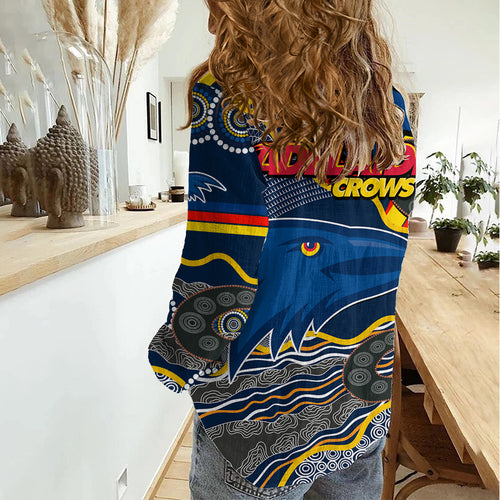 The Crows Football Women Casual Shirt Adelaide Be Unique Aboriginal Dots LT9