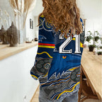 (Custom Text And Number) The Crows Football Women Casual Shirt Adelaide Be Unique Aboriginal Dots LT9