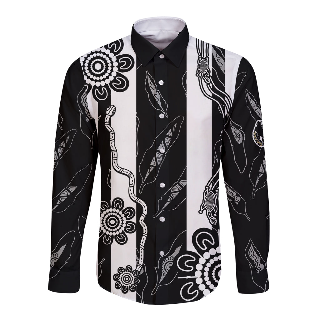 custom-text-and-number-collingwood-football-long-sleeve-button-shirt-proud-to-be-magpies-aboriginal-version