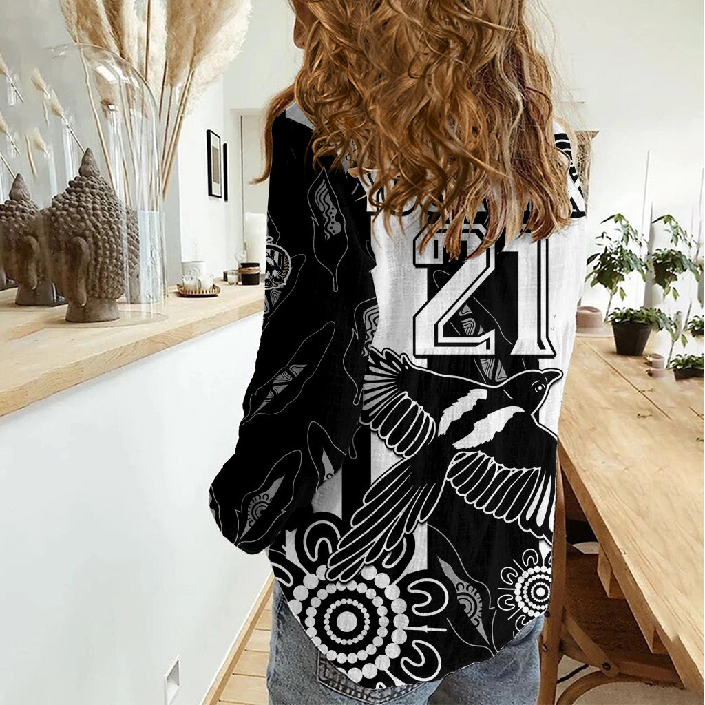 (Custom Text And Number) Collingwood Football Women Casual Shirt Proud To Be Magpies Aboriginal Version LT9