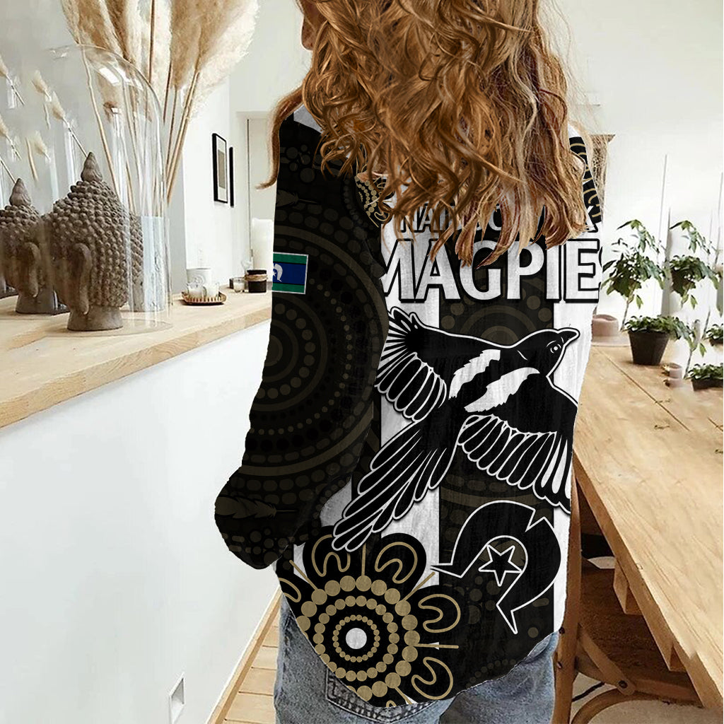 NAIDOC Collingwood Football Women Casual Shirt Proud To Be Magpies Aboriginal Version LT9