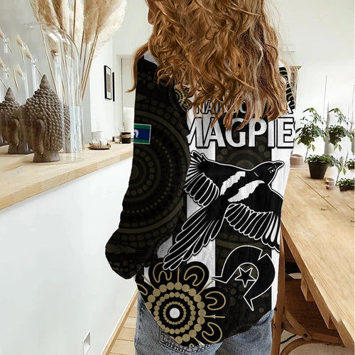 NAIDOC Collingwood Football Women Casual Shirt Proud To Be Magpies Aboriginal Version LT9
