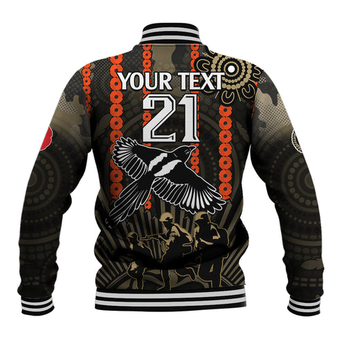 custom-text-and-number-anzac-collingwood-football-baseball-jacket-proud-to-be-magpies-poppy-flowers-and-aboriginal-version