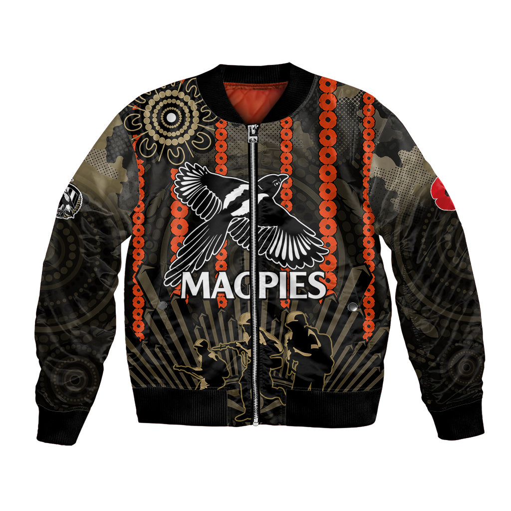 custom-text-and-number-anzac-collingwood-football-bomber-jacket-proud-to-be-magpies-poppy-flowers-and-aboriginal-version