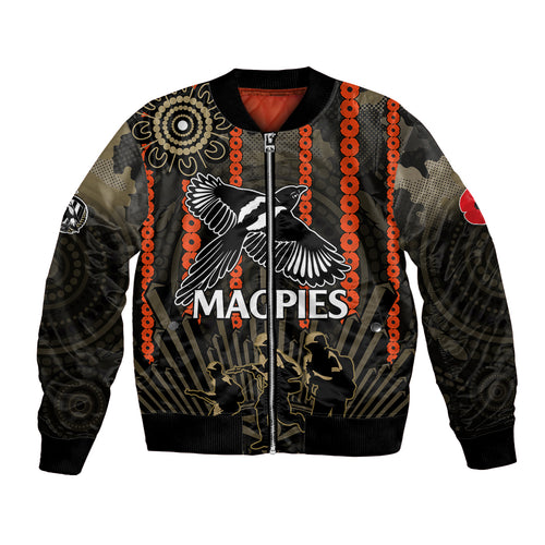 custom-text-and-number-anzac-collingwood-football-bomber-jacket-proud-to-be-magpies-poppy-flowers-and-aboriginal-version