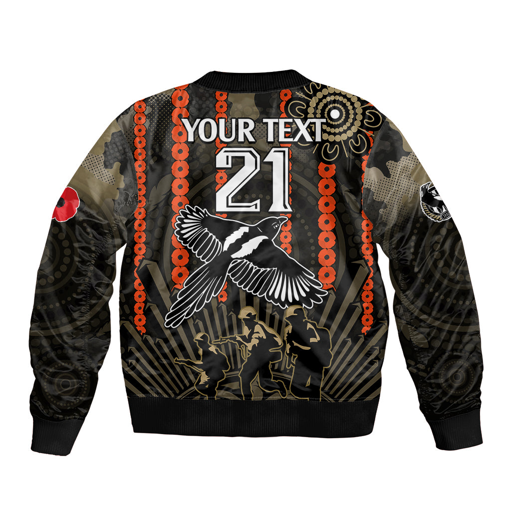 custom-text-and-number-anzac-collingwood-football-bomber-jacket-proud-to-be-magpies-poppy-flowers-and-aboriginal-version
