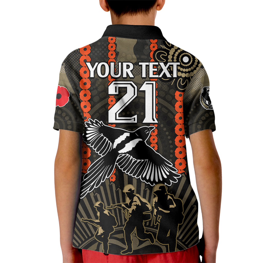 custom-text-and-number-anzac-collingwood-football-kid-polo-shirt-proud-to-be-magpies-poppy-flowers-and-aboriginal-version