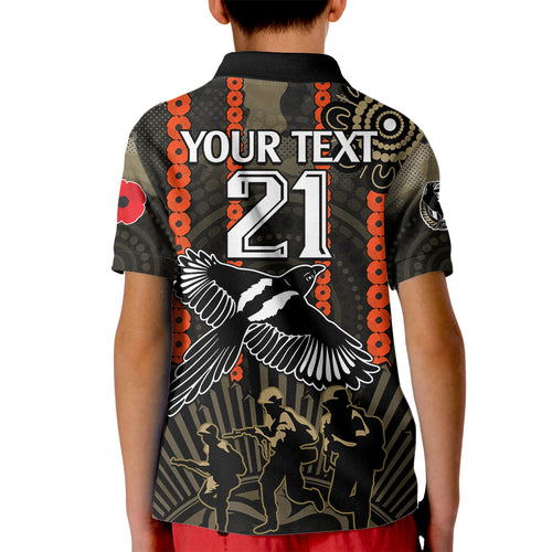custom-text-and-number-anzac-collingwood-football-kid-polo-shirt-proud-to-be-magpies-poppy-flowers-and-aboriginal-version