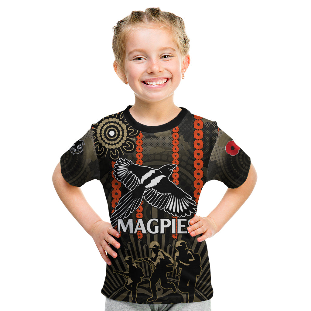 custom-text-and-number-anzac-collingwood-football-kid-t-shirt-proud-to-be-magpies-poppy-flowers-and-aboriginal-version