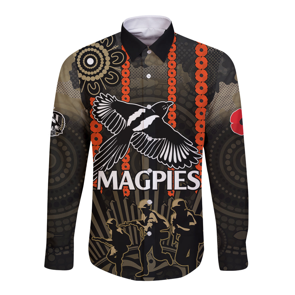 custom-text-and-number-anzac-collingwood-football-long-sleeve-button-shirt-proud-to-be-magpies-poppy-flowers-and-aboriginal-version