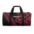 All Black Maori Tribal Tattoo Personalised Duffle Bag Classic Red Polynesian Style