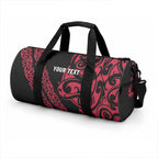 All Black Maori Tribal Tattoo Personalised Duffle Bag Classic Red Polynesian Style