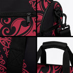 All Black Maori Tribal Tattoo Personalised Duffle Bag Classic Red Polynesian Style